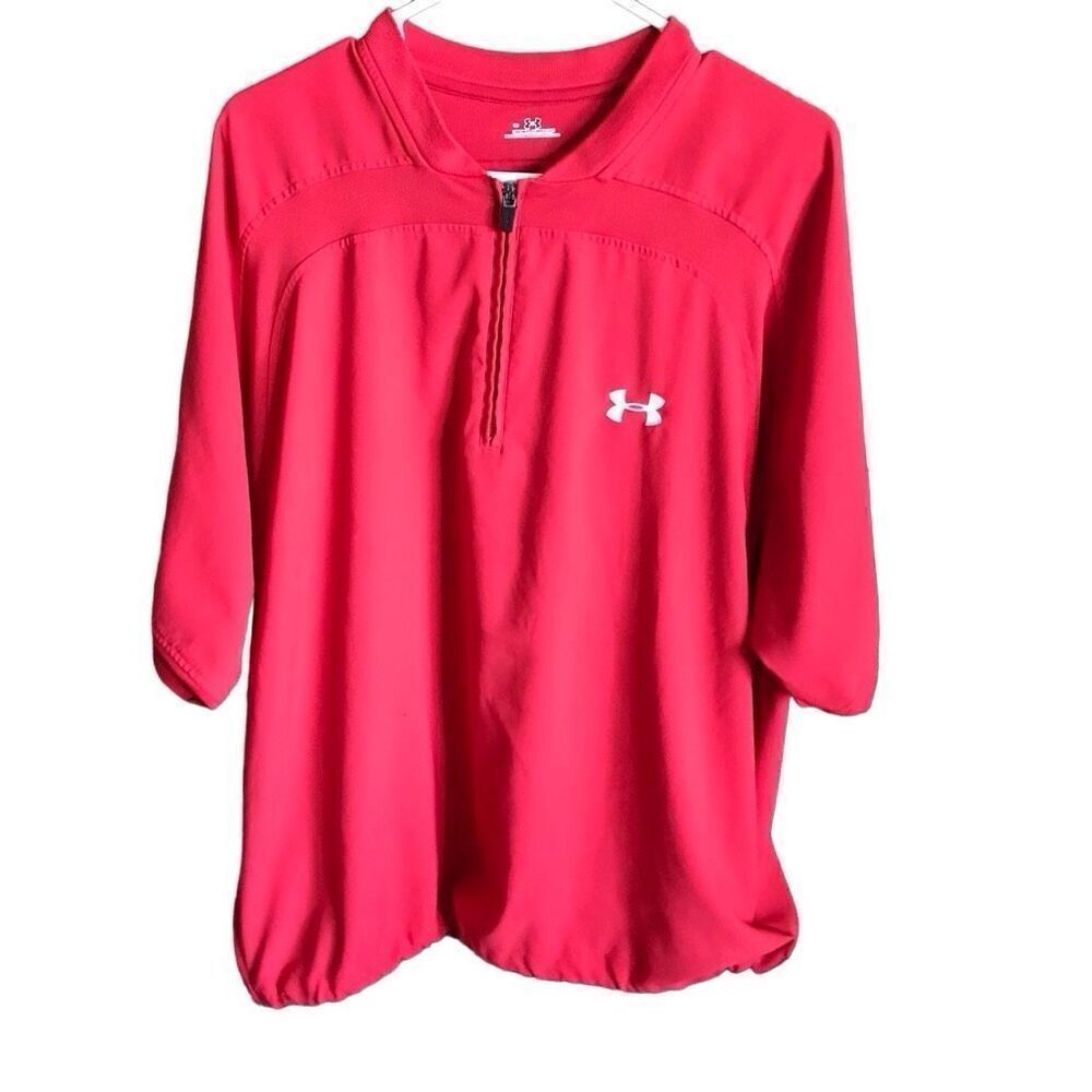 Under Armour mens Size L windbreaker shirt top red short sleeve bungee